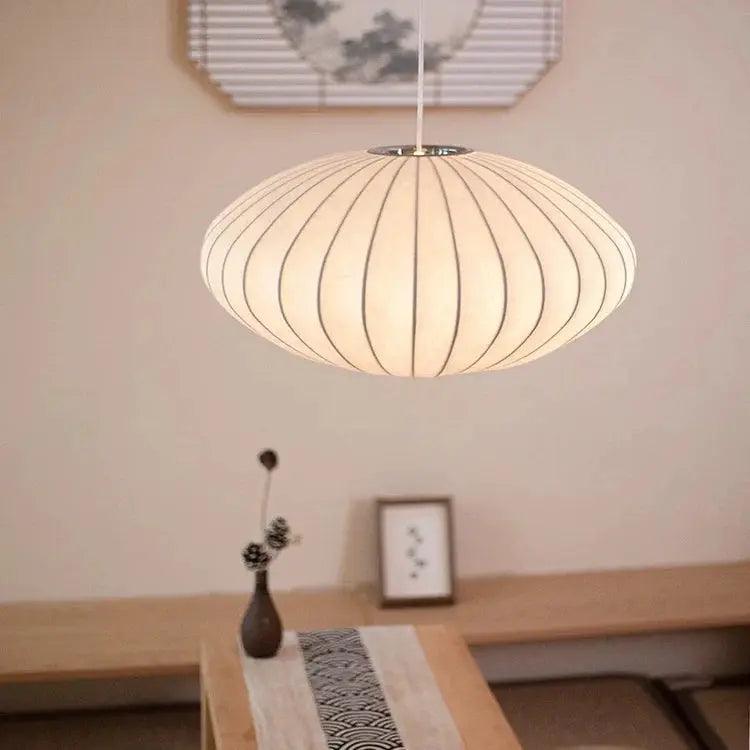 Tsukiyo Pendelleuchte aus Seide – Japandi Stil mit Anpassbarer Kabelhöhe 1