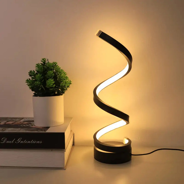 TwistLight – Dimmbar LED Tischlampe im Modernen Spiraldesign für Schlafzimmer und Büro 0