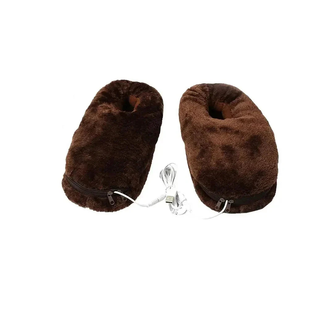 USB-Beheizte Hausschuhe – Winter-Hausschuhe für Damen und Herren, Plüschfutter 0