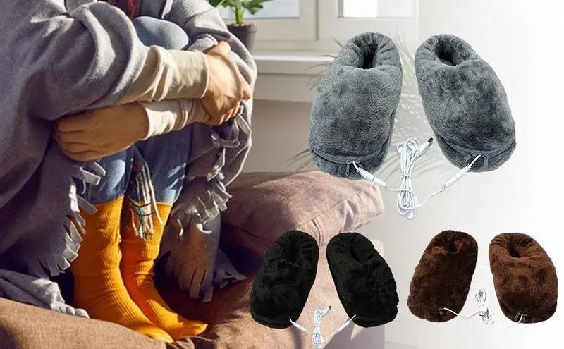 USB-Beheizte Hausschuhe – Winter-Hausschuhe für Damen und Herren, Plüschfutter 1