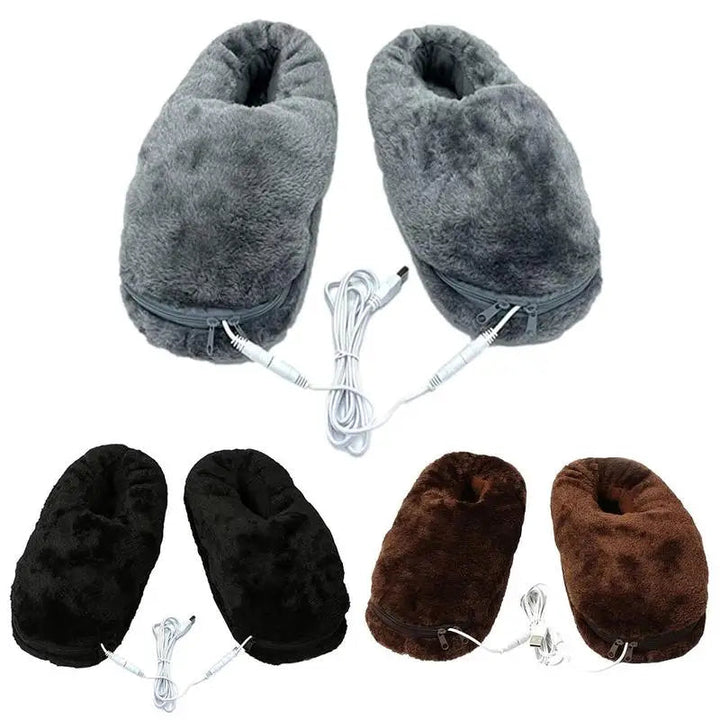 USB-Beheizte Hausschuhe – Winter-Hausschuhe für Damen und Herren, Plüschfutter 2