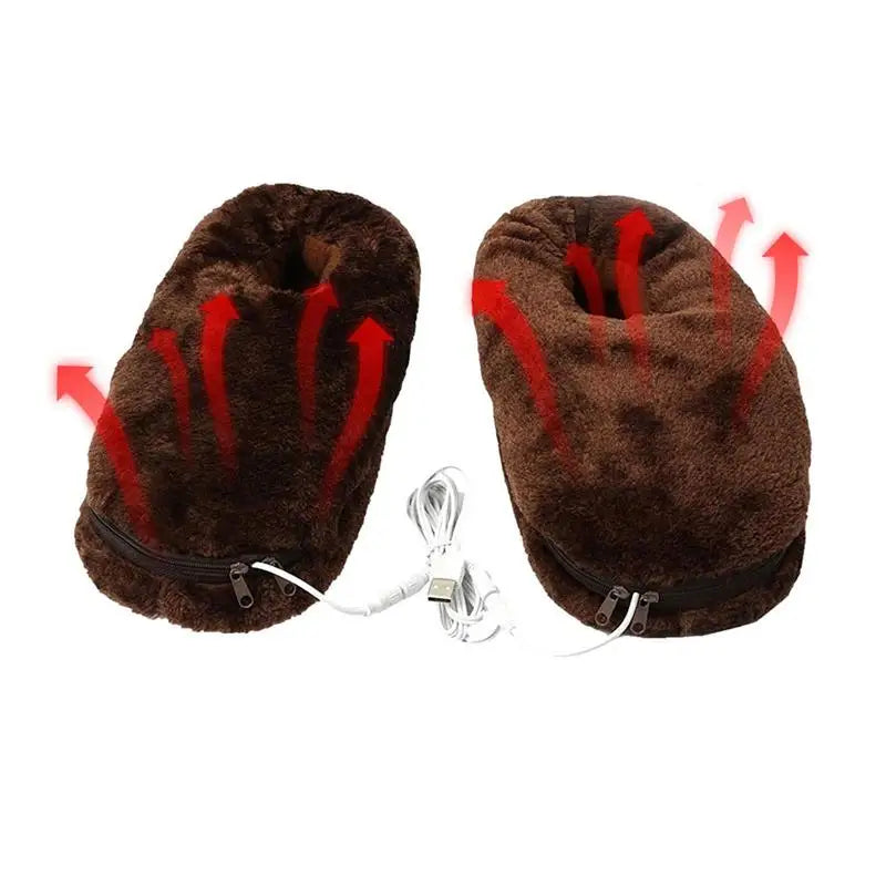 USB-Beheizte Hausschuhe – Winter-Hausschuhe für Damen und Herren, Plüschfutter 3