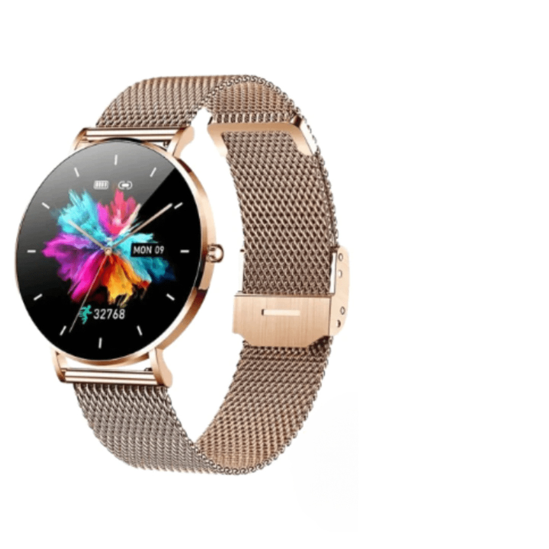Ultradünne Smartwatch mit Gesundheitsmonitoring und 1,27 Touchscreen – Elegantes Roségold und Silber Design 0