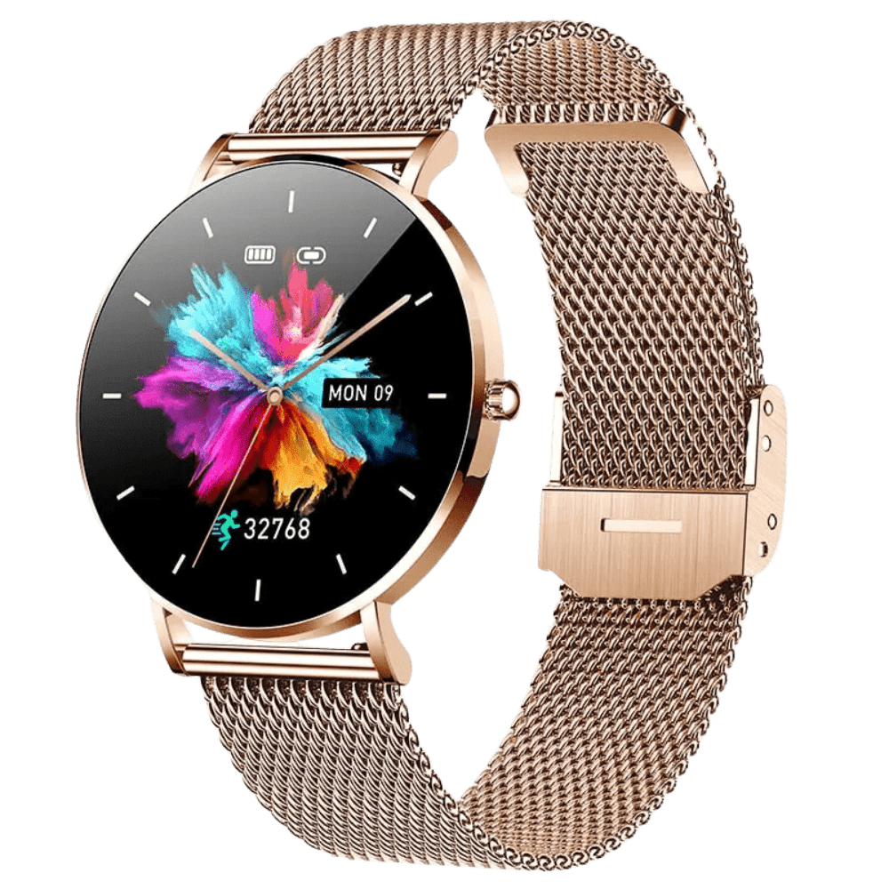 Ultradünne Smartwatch mit Gesundheitsmonitoring und 1,27 Touchscreen – Elegantes Roségold und Silber Design 1
