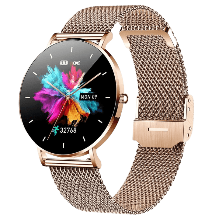Ultradünne Smartwatch mit Gesundheitsmonitoring und 1,27 Touchscreen – Elegantes Roségold und Silber Design 1