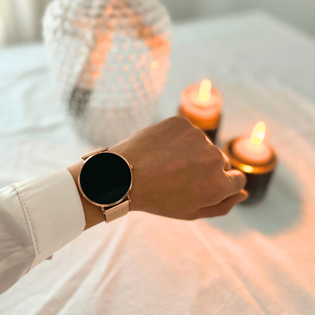 Ultradünne Smartwatch mit Gesundheitsmonitoring und 1,27 Touchscreen – Elegantes Roségold und Silber Design 6