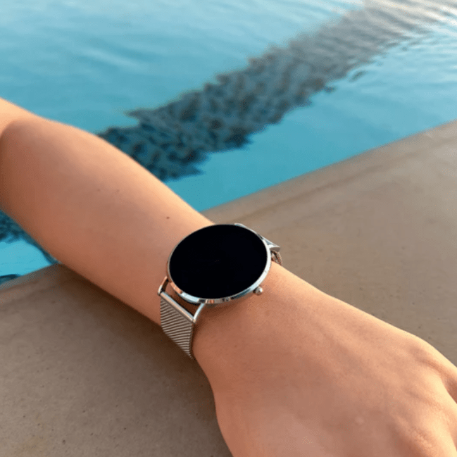 Ultradünne Smartwatch mit Gesundheitsmonitoring und 1,27 Touchscreen – Elegantes Roségold und Silber Design 8