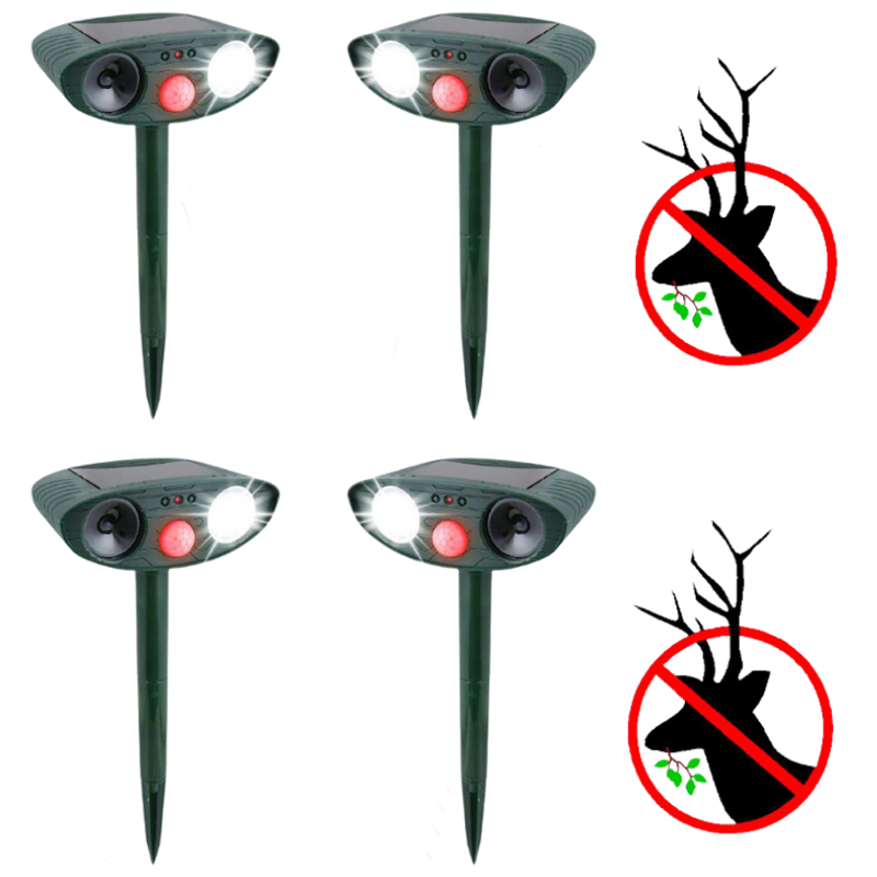 Ultraschall Tiervertreiber – 4er Set Solarbetriebene Rehvertreiber für Garten, Bewegungsaktiviert, Wetterfest 0
