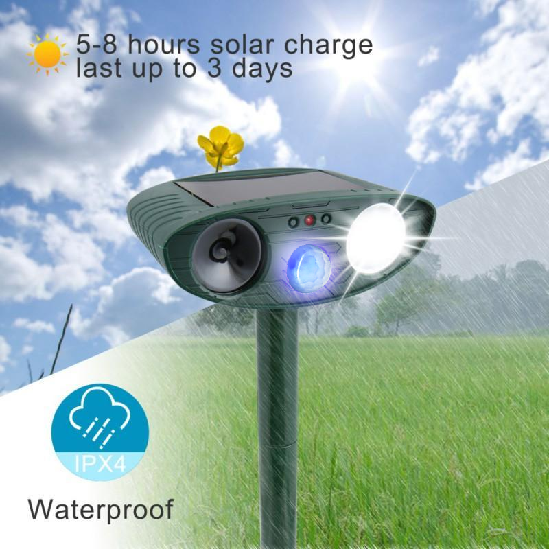 Ultraschall Tiervertreiber – 4er Set Solarbetriebene Rehvertreiber für Garten, Bewegungsaktiviert, Wetterfest 4