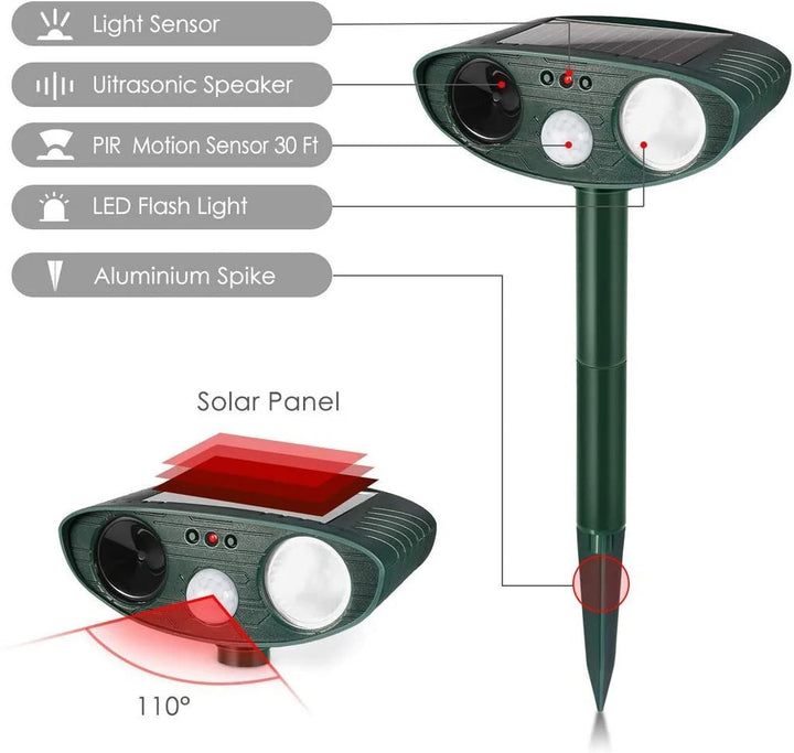 Ultraschall Tiervertreiber – 4er Set Solarbetriebene Rehvertreiber für Garten, Bewegungsaktiviert, Wetterfest 6