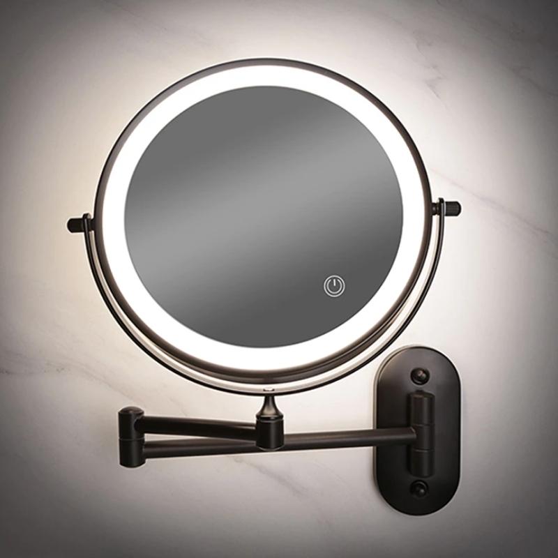 Vergrößerungsspiegel mit LED-Beleuchtung – Schwarz, wiederaufladbar, ideal für Make-up und Badezimmer 0