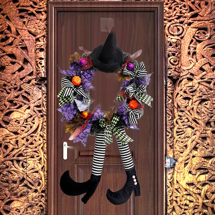 Verspielter Türkranz Für Halloween – Lustige Hexenbeine, Hut & Kürbisse 4