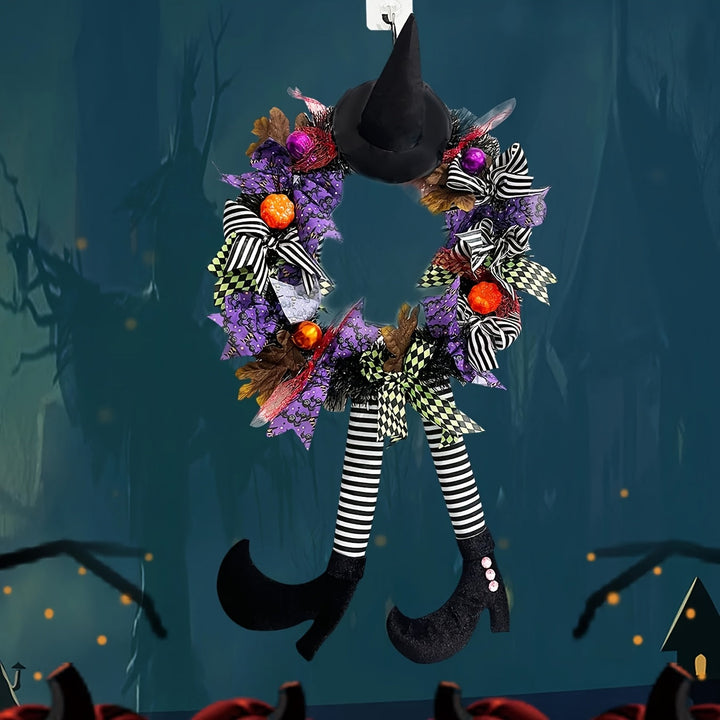 Verspielter Türkranz Für Halloween – Lustige Hexenbeine, Hut & Kürbisse 5