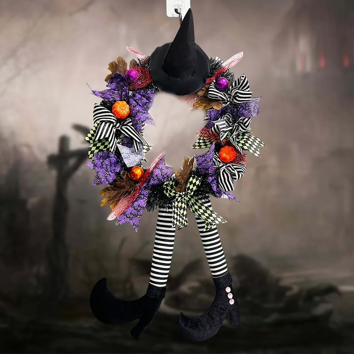 Verspielter Türkranz Für Halloween – Lustige Hexenbeine, Hut & Kürbisse 6
