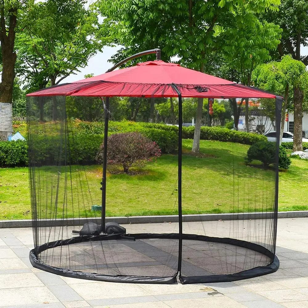 Verstellbares Moskitonetz für Sonnenschirme – Wetterfest, Doppelte Reißverschlussöffnung, Transparente Netzstruktur, Größen S/M/L 0