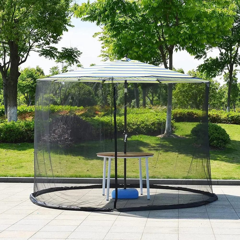 Verstellbares Moskitonetz für Sonnenschirme – Wetterfest, Doppelte Reißverschlussöffnung, Transparente Netzstruktur, Größen S/M/L 1