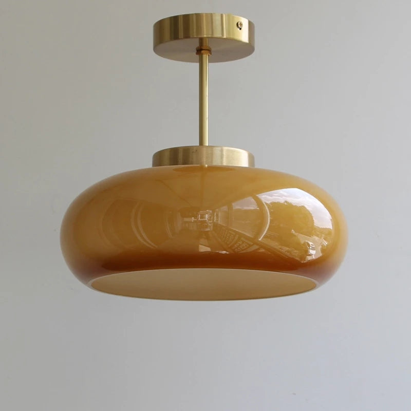 Vintage Plafonnier 11 mit Dôme Abat-Jour in Orange – Halbflush Deckenleuchte für Wohnräume 1