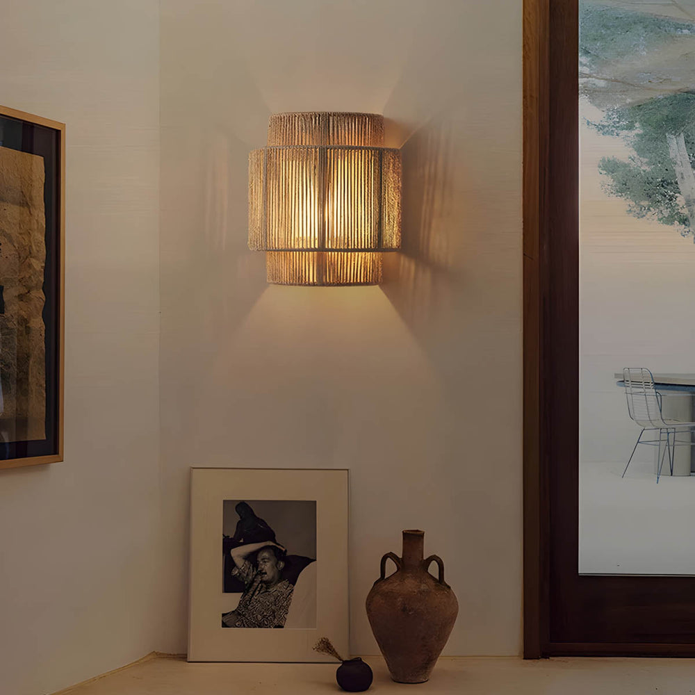 Wandlampe Mit Natürlichem Material – LED Wandleuchte Für Gemütliche Innenräume 1