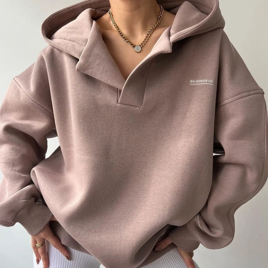Warmer Oversize Hoodie Damen – Bequemer Kapuzenpullover mit Kängurutasche 0