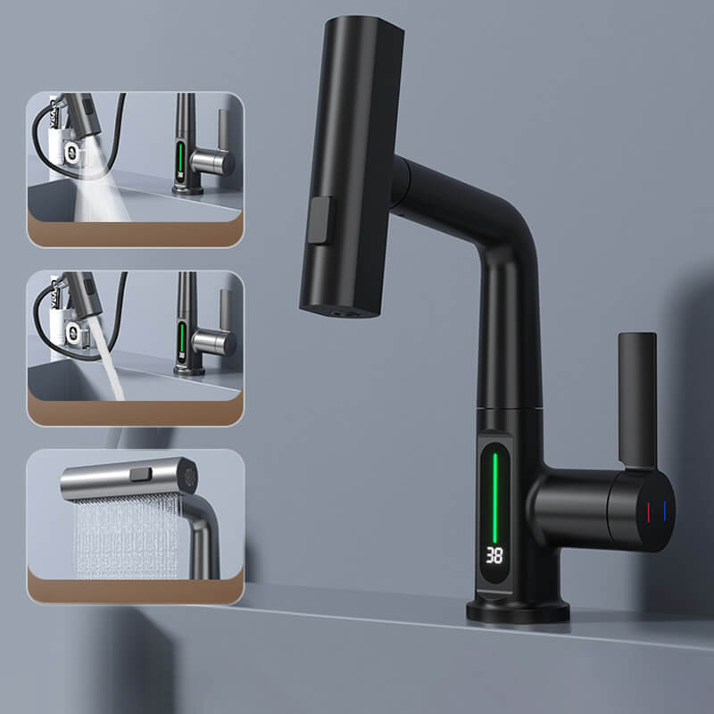 WasserMaster – Flexibler Wasserhahn Küche mit 5 Sprühmodi und LED-Temperaturanzeige 0