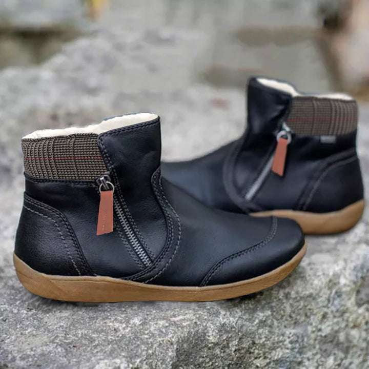 Wasserdichte Orthopädische Damenstiefel Aus Leder – Rutschfeste Sohle, Schwarz 1