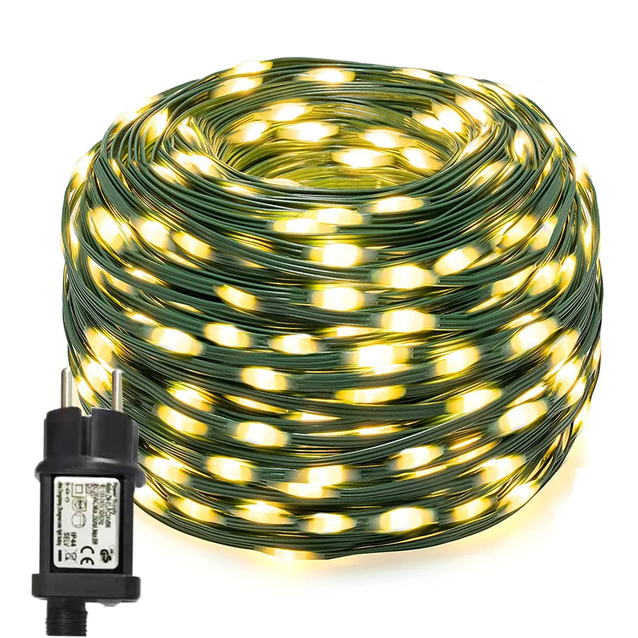 Wasserfeste Außenbeleuchtung mit LED für Garten und Terrasse – 10m, 20m, 50m, 100m in Warmweiß oder Multicolor 0
