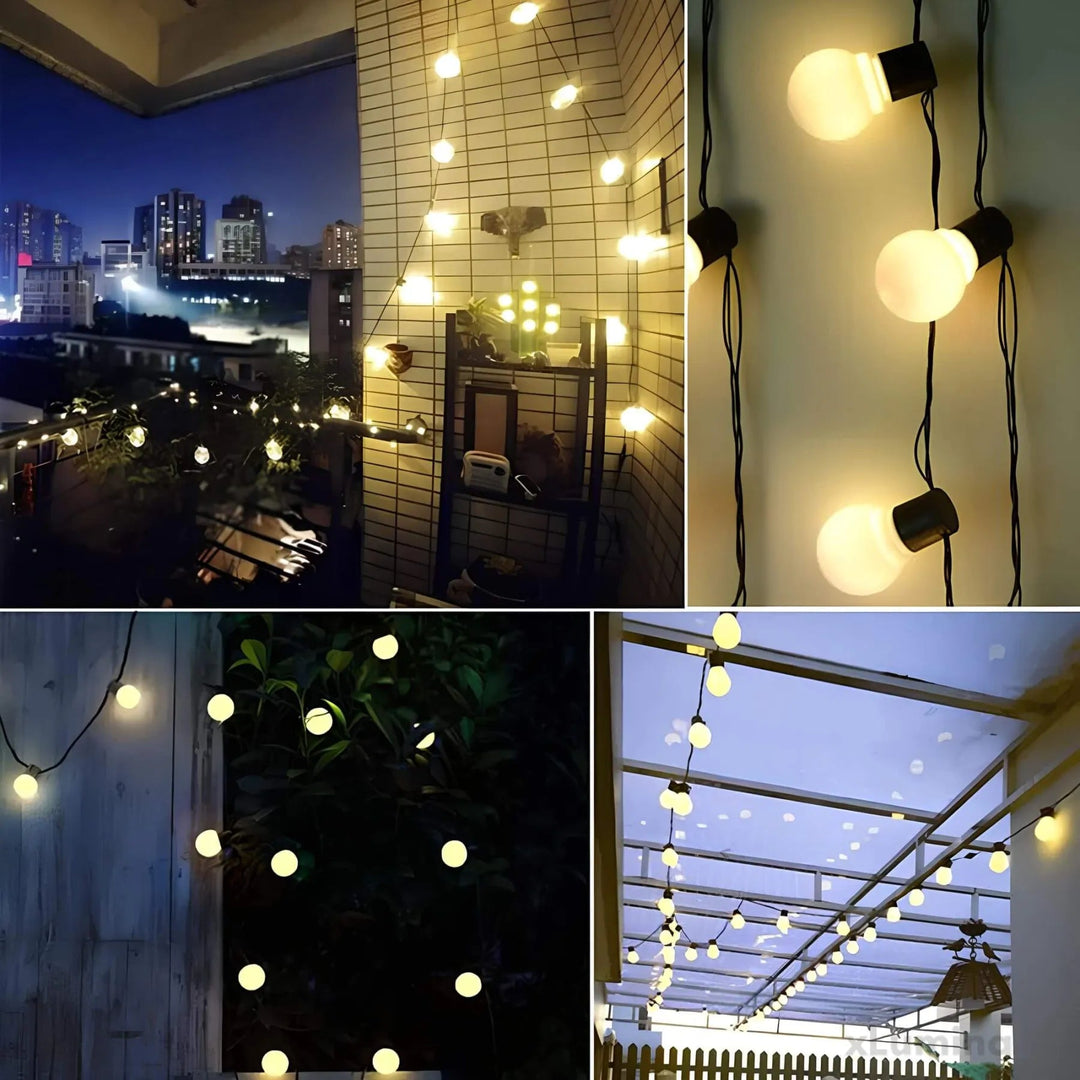 Wetterfeste LED Lichterkette Outdoor – 10 Meter Warmweiß für Garten, Terrasse und Balkon, IP65 Schutzklasse 2