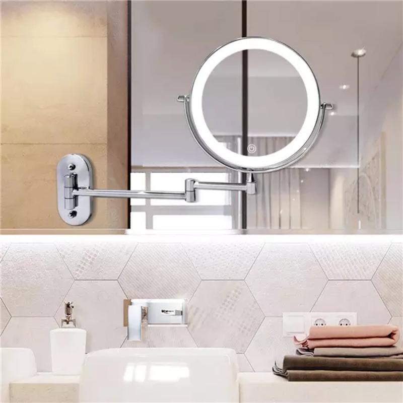 Wiederaufladbarer Schminkspiegel mit LED-Beleuchtung und 10-facher Vergrößerung – 360° Drehbar, Chromfinish, Ideal für Make-up 2