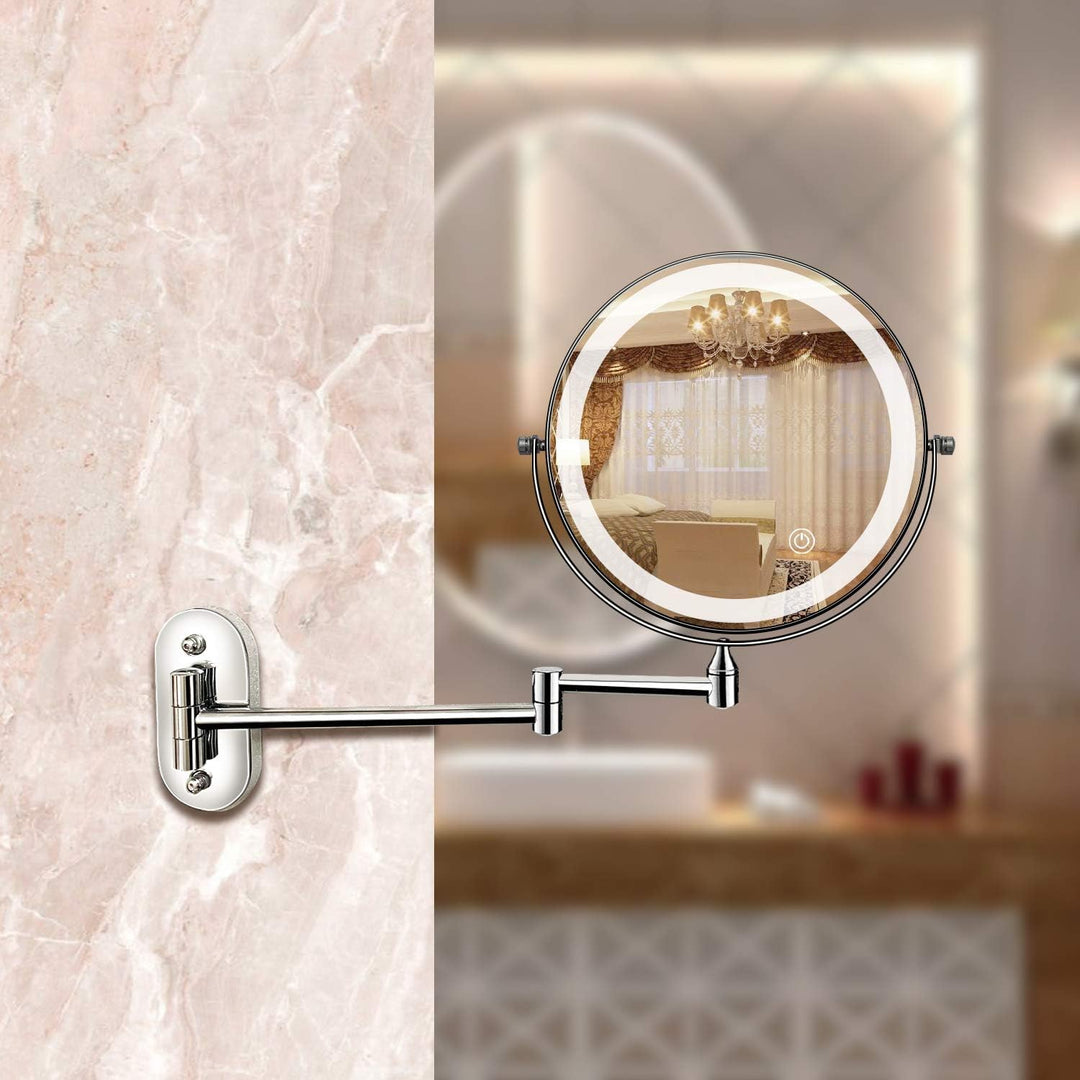 Wiederaufladbarer Schminkspiegel mit LED-Beleuchtung und 10-facher Vergrößerung – 360° Drehbar, Chromfinish, Ideal für Make-up 3