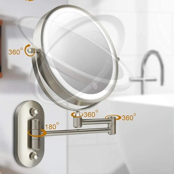 Wiederaufladbarer Schminkspiegel mit LED-Beleuchtung und 10-facher Vergrößerung – 360° Drehbar, Chromfinish, Ideal für Make-up 5