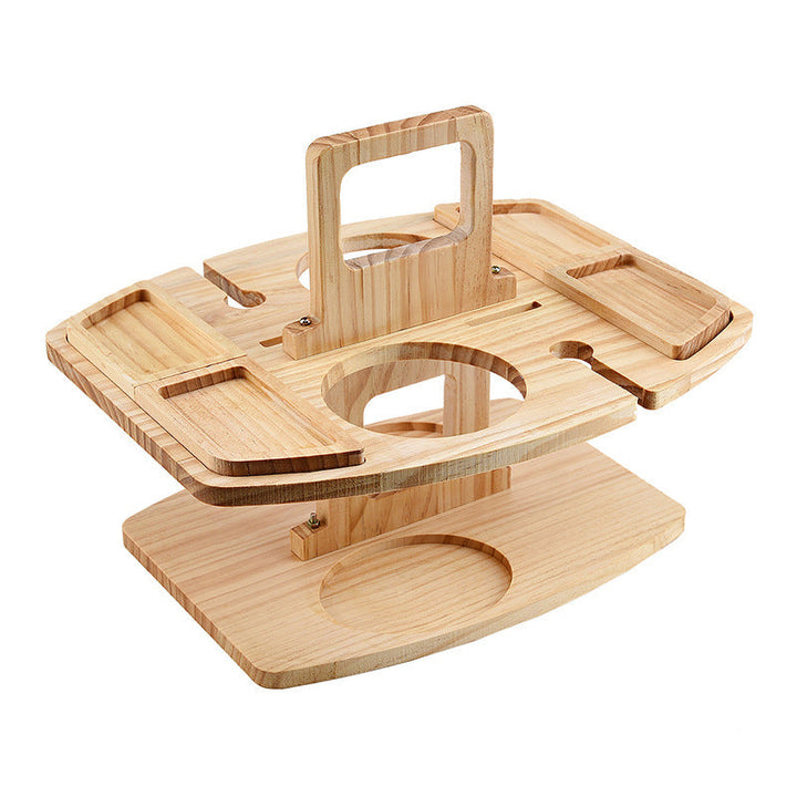 WineNest – Klappbarer Holz-Picknicktisch mit Glashaltern und Snackfächern 1