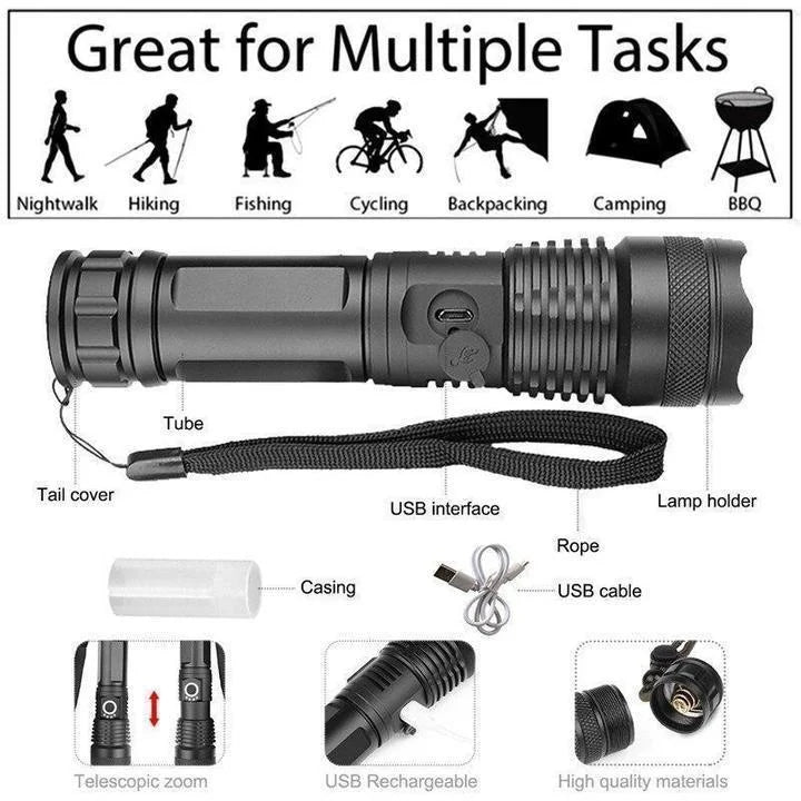 XHP50.2 – 90.000 Lumen LED Taschenlampe mit Zoom, USB-Ladefunktion, IPX-6 wasserdicht 6