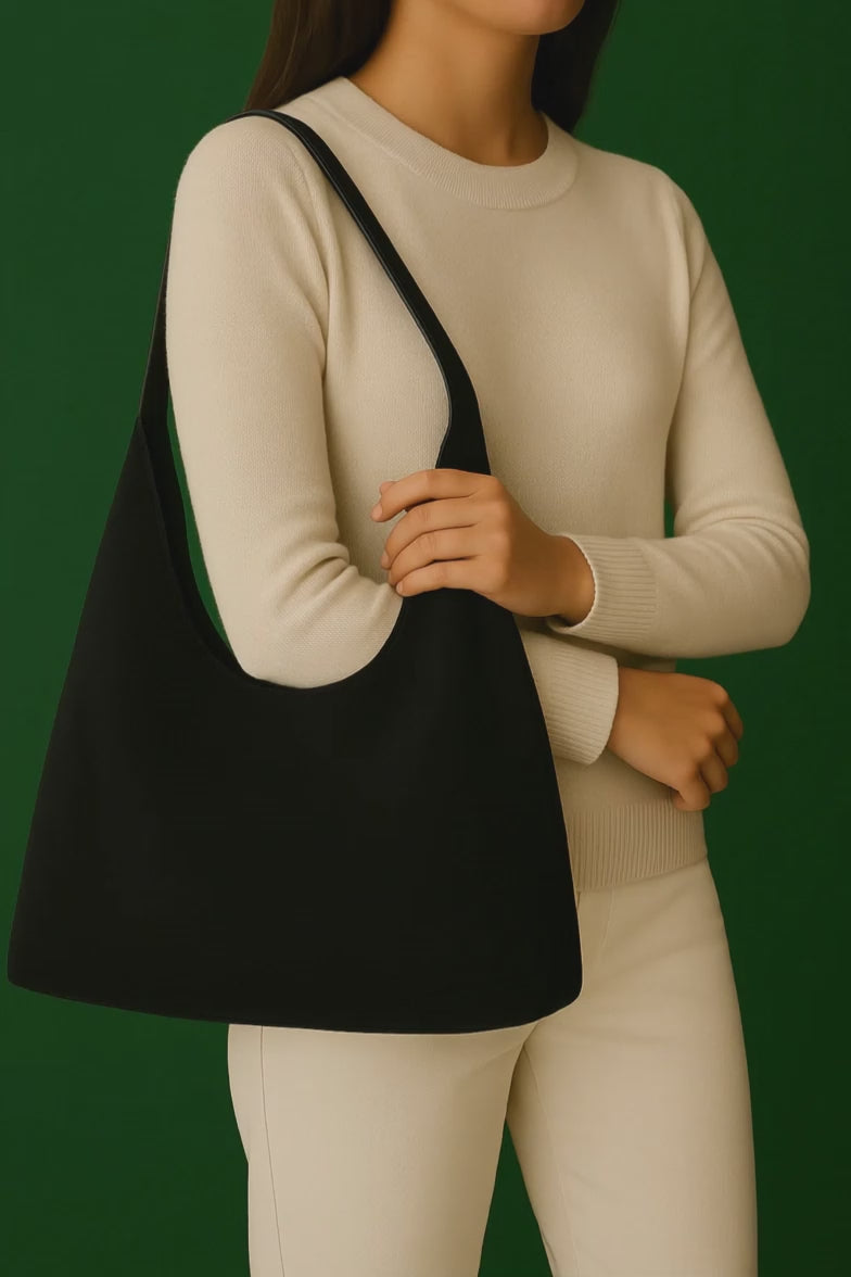 Handbag with suede look